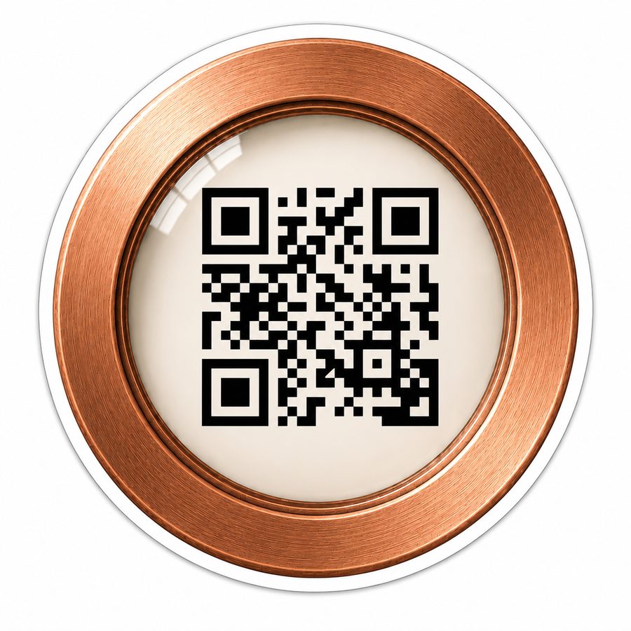Miedziana naklejka QR