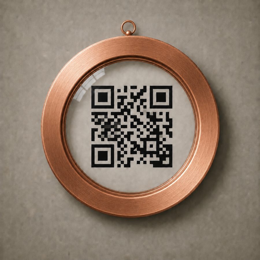 Miedziana zawieszka QR