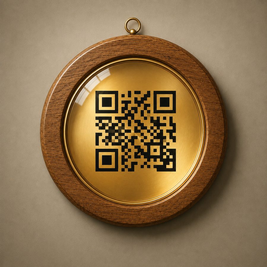 Zawieszka złoto drewno QR